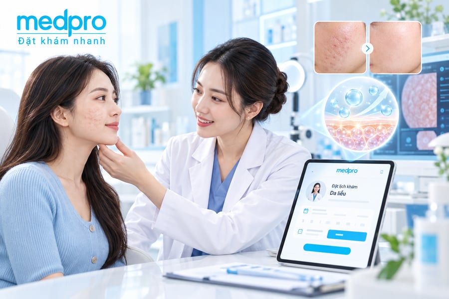 Đặt lịch khám da liễu và trị sẹo rỗ