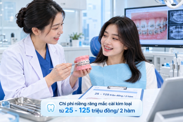 Niềng răng mắc cài kim loại giá bao nhiêu