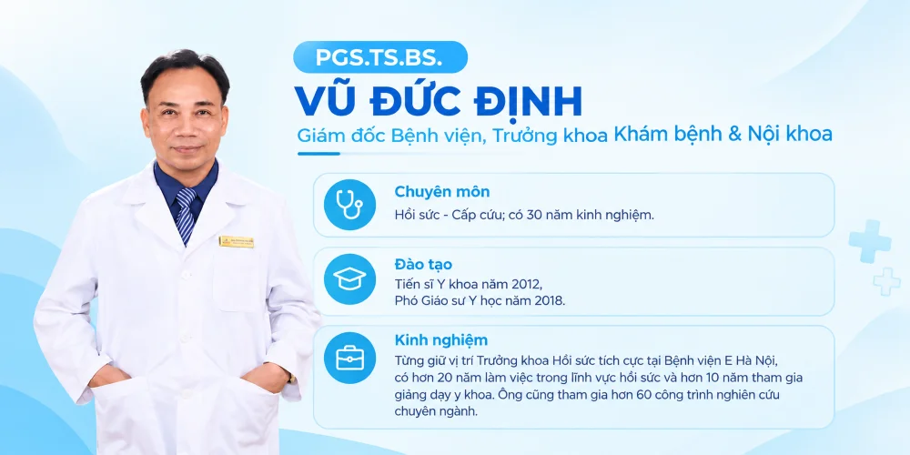 PGS.TS.BS. Vũ Đức Định – Giám đốc Bệnh viện, Trưởng khoa Khám bệnh & Nội khoa